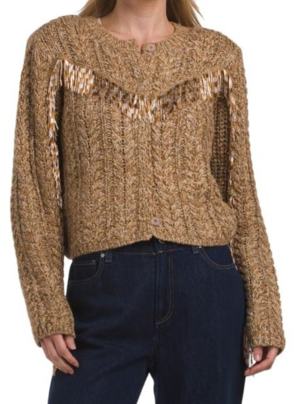 CINQ A SEPT Bugle Fringe Lisabeth Cardigan